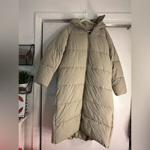 Zara Beige Hooded Puffer Coat